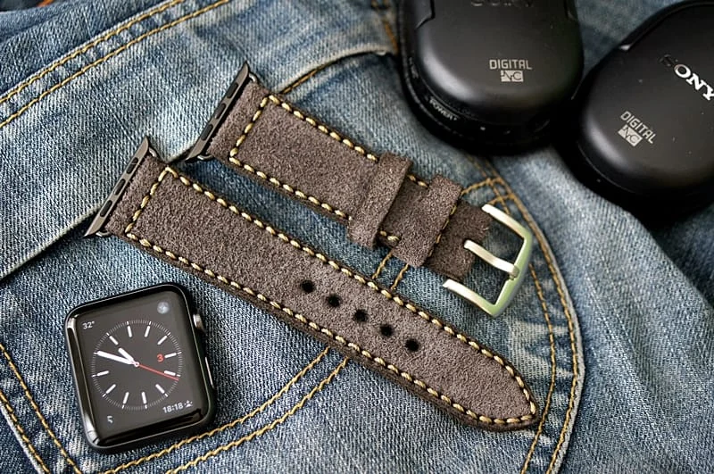 AWBF04-DLX handgefertigt Vintage Leder Uhrenarmband incl. Lugs Adapter für Apple Watch 1 Serie und 2 Serie (oder Apple Watch Sport) 42mm oder 38mm – Bild 3